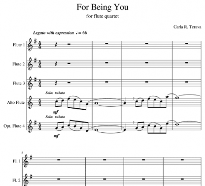 For Being You for flute quartet | ScoreVivo
