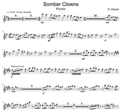 Somber Clowns for flute quintet | ScoreVivo