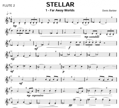 Stellar: Far Away Worlds, Little Big Bear, The New Eden for flute quartet (optional strings) | ScoreVivo