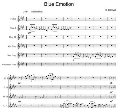 Blue Emotion for flute sextet | ScoreVivo
