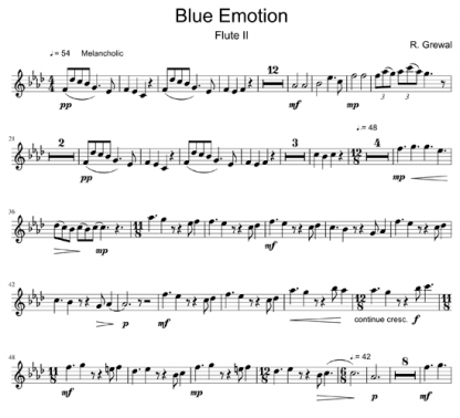 Blue Emotion for flute sextet | ScoreVivo