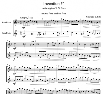Invention No. 1 in the style of J.S. Bach for flute or string duet | ScoreVivo