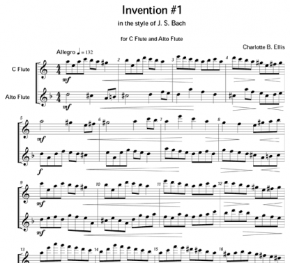 Invention No. 1 in the style of J.S. Bach for flute or string duet | ScoreVivo
