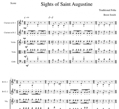 Sights of Saint Augustine for clarinet and string quintet | ScoreVivo