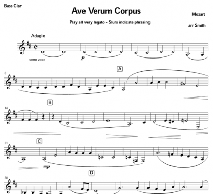 Ave Verum Corpus for clarinet ensemble | ScoreVivo