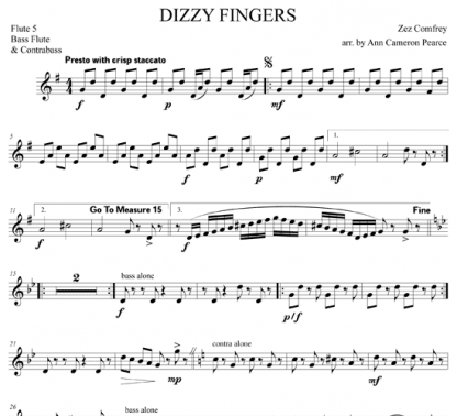 Dizzy Fingers for flute quintet | ScoreVivo