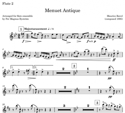 Menuet Antique for flute nonet | ScoreVivo