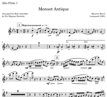 Menuet Antique for flute nonet | ScoreVivo