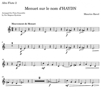 Menuet sur le nom d'HAYDN for flute nonet | ScoreVivo