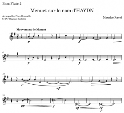 Menuet sur le nom d'HAYDN for flute nonet | ScoreVivo