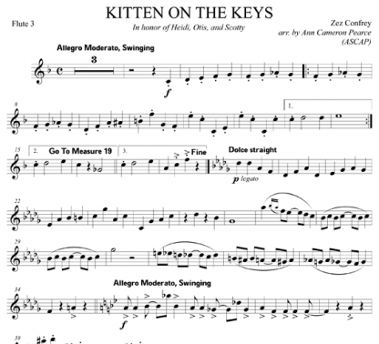 Kitten on the Keys for flute quintet | ScoreVivo