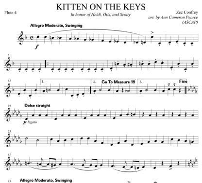 Kitten on the Keys for flute quintet | ScoreVivo