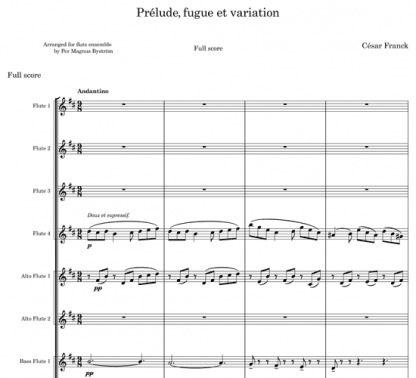 Prelude, fugue et variation, Op18 for flute nonet | ScoreVivo
