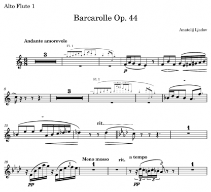 Barcarolle, Op 44 for flute nonet | ScoreVivo