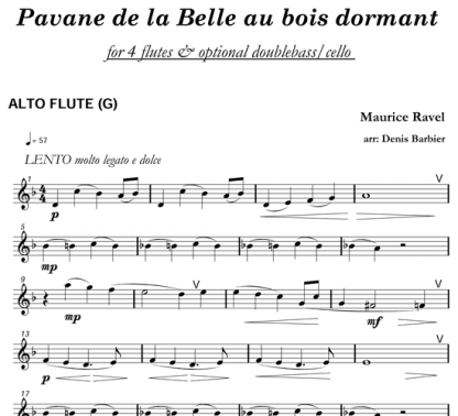 Pavane de la Belle au bois dormant for flute quartet | ScoreVivo