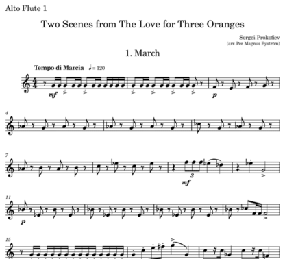 Two Scenes from The Love for Three Oranges, Op 33 for flute octet | ScoreVivo