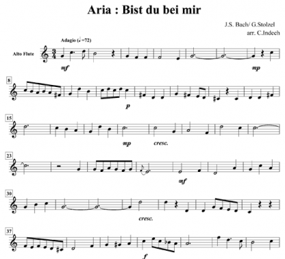 Aria: Bist du bei mir for flute quintet | ScoreVivo