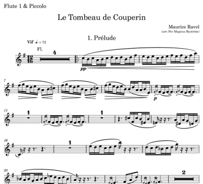 Le Tombeau de Couperin for flute septet | ScoreVivo