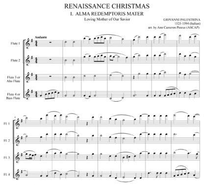 Renaissance Christmas for flute quartet | ScoreVivo