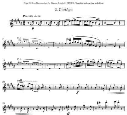 Deux Morceaux for flute nonet | ScoreVivo