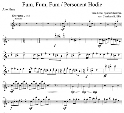 Fum, Fum, Fum / Personent Hodie for flute duet and optional percussion | ScoreVivo