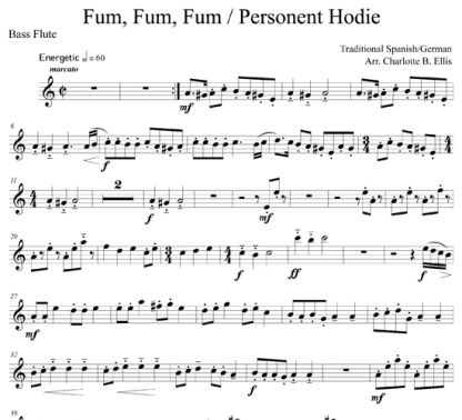 Fum, Fum, Fum / Personent Hodie for flute duet and optional percussion | ScoreVivo
