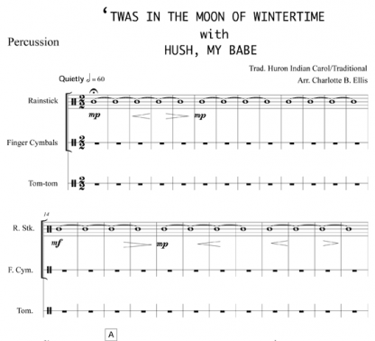 'Twas in the Moon of Wintertime with Hush My Babe for flute duet and optional percussion | ScoreVivo