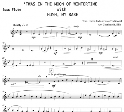 'Twas in the Moon of Wintertime with Hush My Babe for flute duet and optional percussion | ScoreVivo