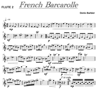 French Barcarolle for flute sextet (optional strings) | ScoreVivo