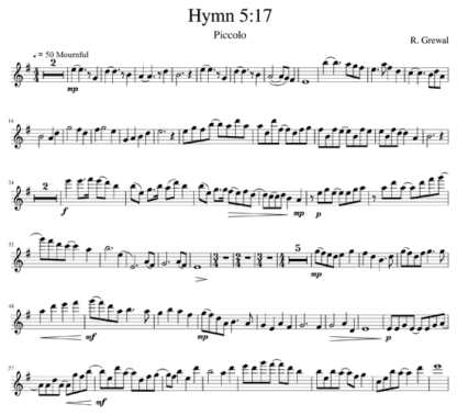 Hymn 5:17 for piccolo and piano | ScoreVivo