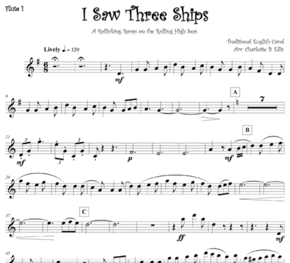 I Saw Three Ships for flute trio | ScoreVivo