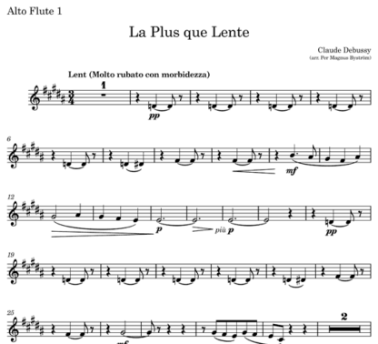La Plus que Lente for flute septet | ScoreVivo