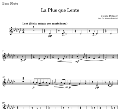 La Plus que Lente for flute septet | ScoreVivo