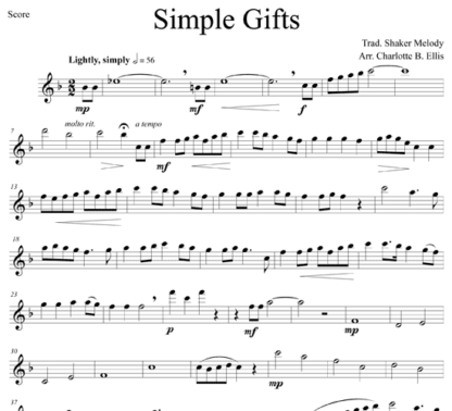Simple Gifts for flute trio | ScoreVivo