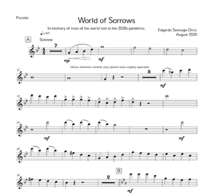 World of Sorrows for flute septet and piano | ScoreVivo