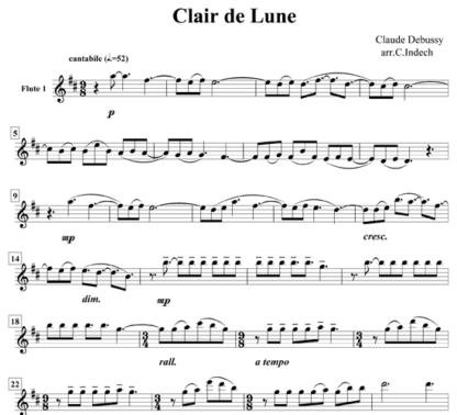 Clair De Lune for flute sextet | ScoreVivo