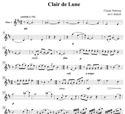 Clair De Lune for flute sextet | ScoreVivo