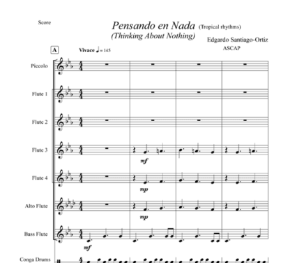 Pensando en Nada (Thinking About Nothing) for flute octet and percussion | ScoreVivo