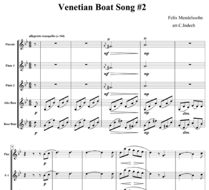 Venetian Boat Song No 2 for flute quintet | ScoreVivo