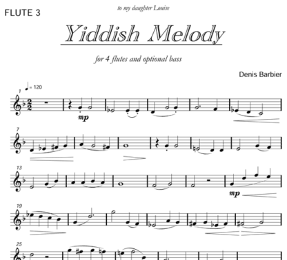 Yiddish Melody for flute quartet or string quintet | ScoreVivo