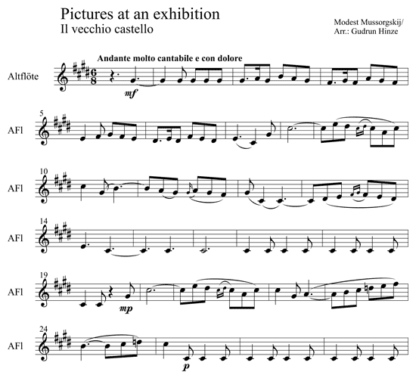 Pictures at an Exhibition - The Old Castle for flute quintet | ScoreVivo