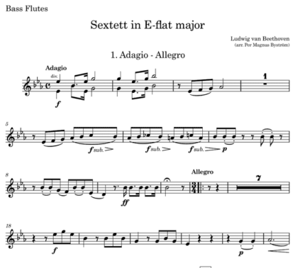 Sextett in E-flat major, Op 71 for flute octet | ScoreVivo