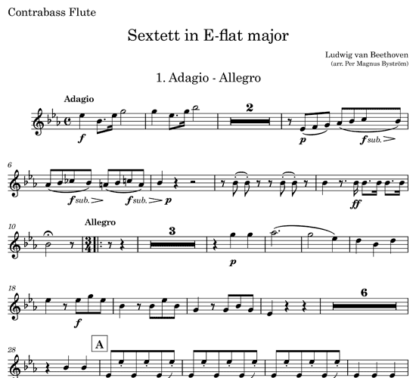 Sextett in E-flat major, Op 71 for flute octet | ScoreVivo