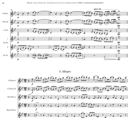 Brandenburg Concerto No 6 for flute sextet | ScoreVivo
