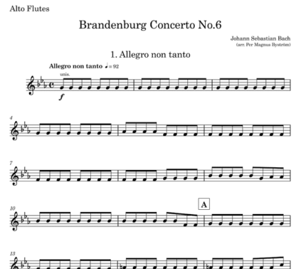 Brandenburg Concerto No 6 for flute sextet | ScoreVivo