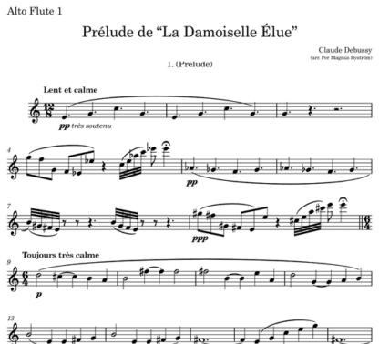 La Damoiselle Elue for flute nonet | ScoreVivo
