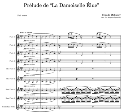 La Damoiselle Elue for flute nonet | ScoreVivo