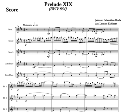Prelude XIX for flute quintet | ScoreVivo