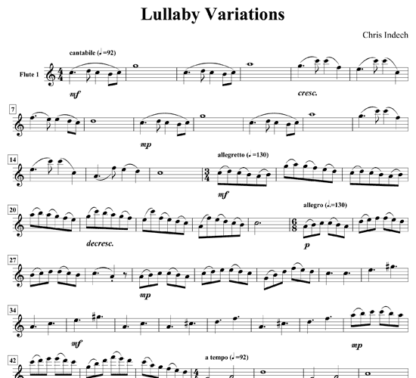 Lullaby Variations for flute quintet | ScoreVivo