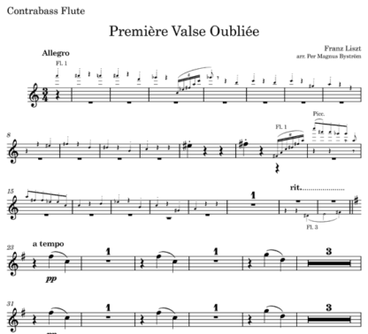 Premiere Valse Oubliee for flute octet | ScoreVivo